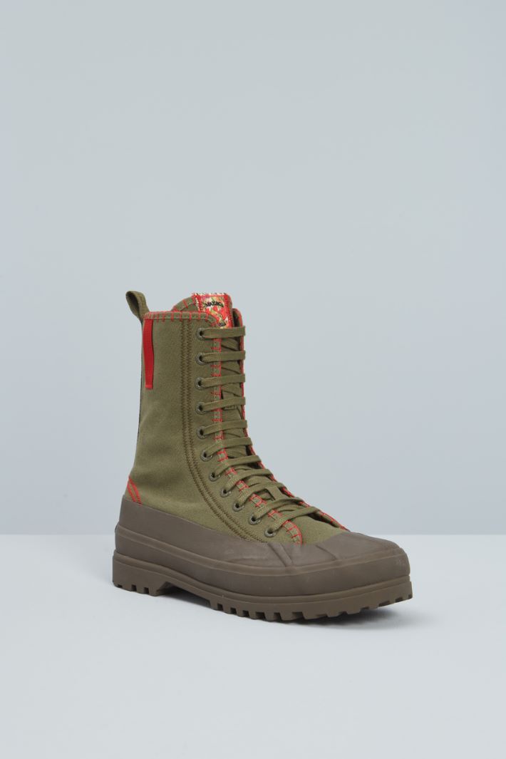 Anfibi in tela - VERDE KAKI ROSSO - Fashion Market - 2