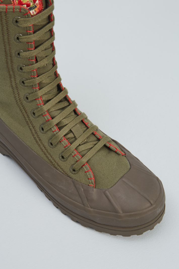 Anfibi in tela - VERDE KAKI ROSSO - Fashion Market - 4