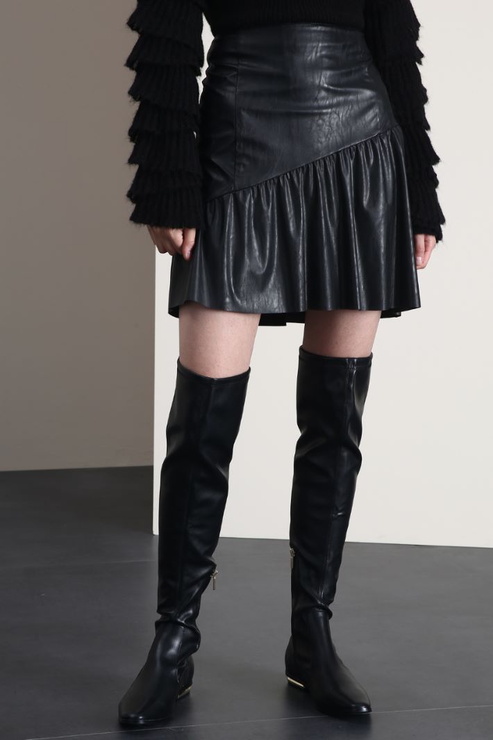 Gonna in jersey effetto pelle - NERO - Fashion Market - 4