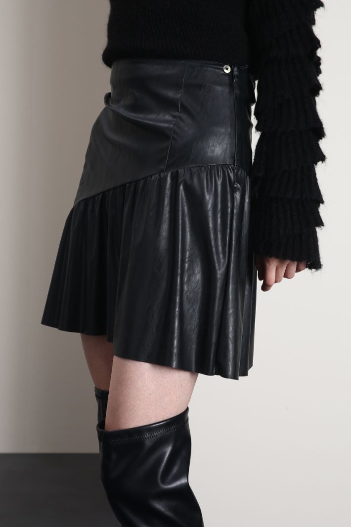 Gonna in jersey effetto pelle - NERO - Fashion Market - 3