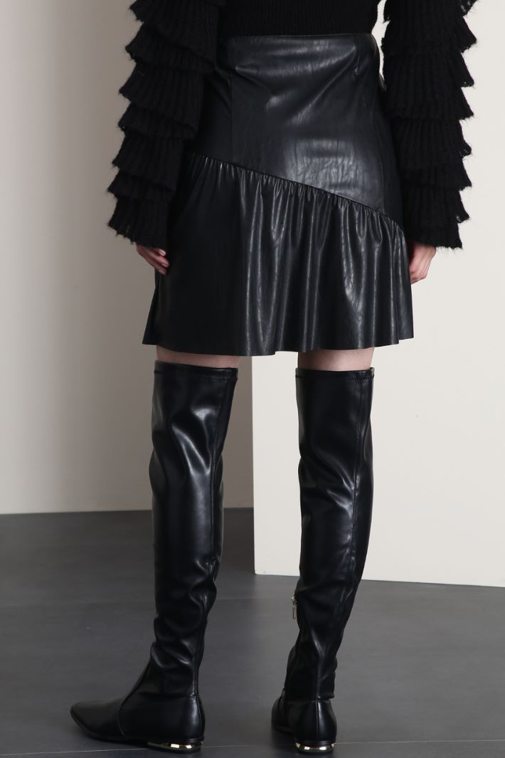 Gonna in jersey effetto pelle - NERO - Fashion Market - 2