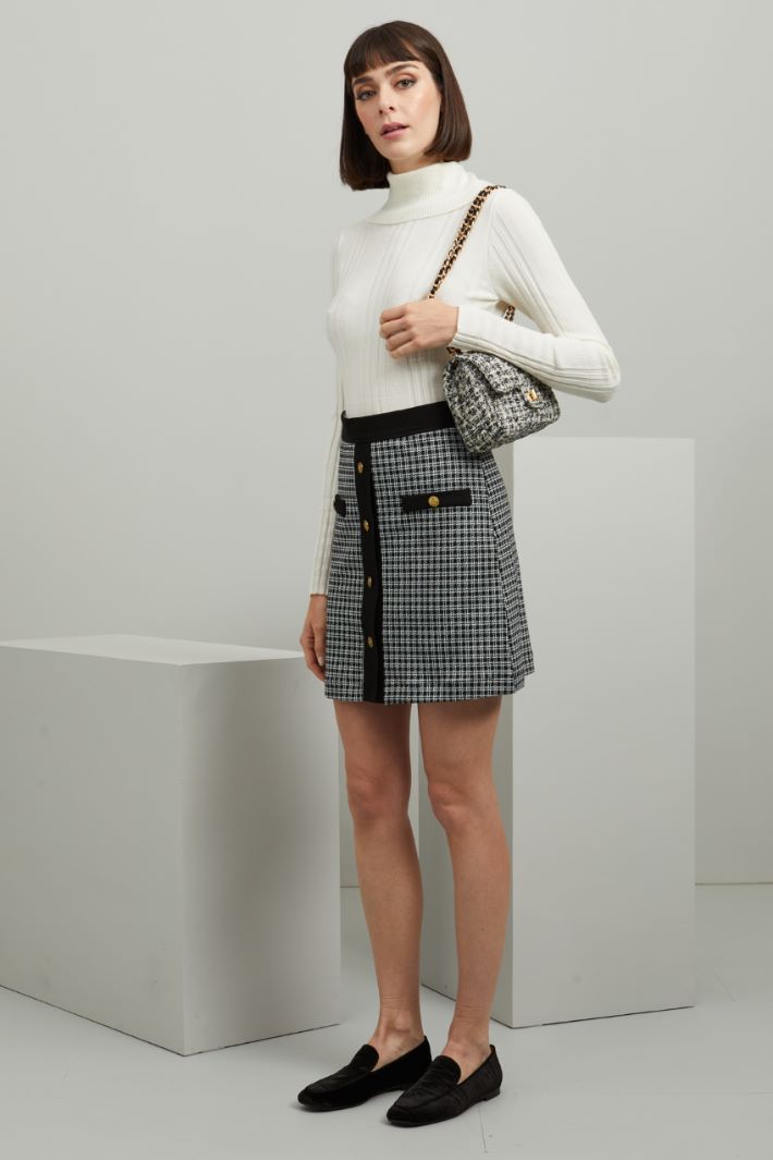 Gonna corta in jersey - NERO BIANCA - Fashion Market