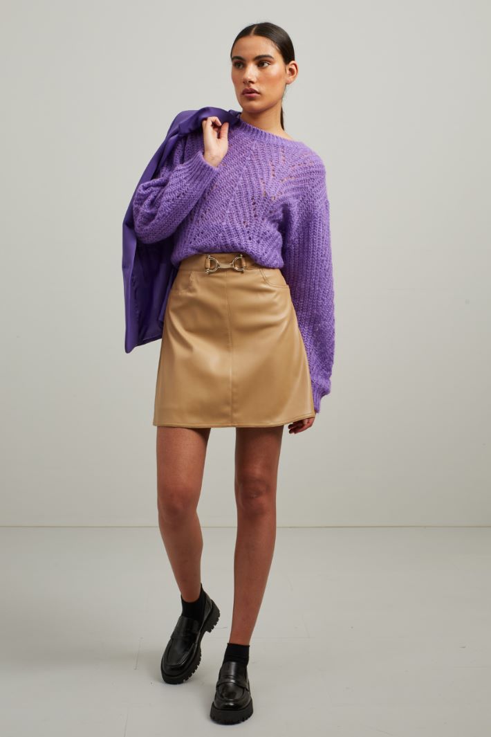 Gonna corta in similpelle  - CAMMELLO - Fashion Market