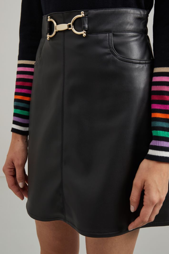 Gonna corta in similpelle  - NERO - Fashion Market - 3