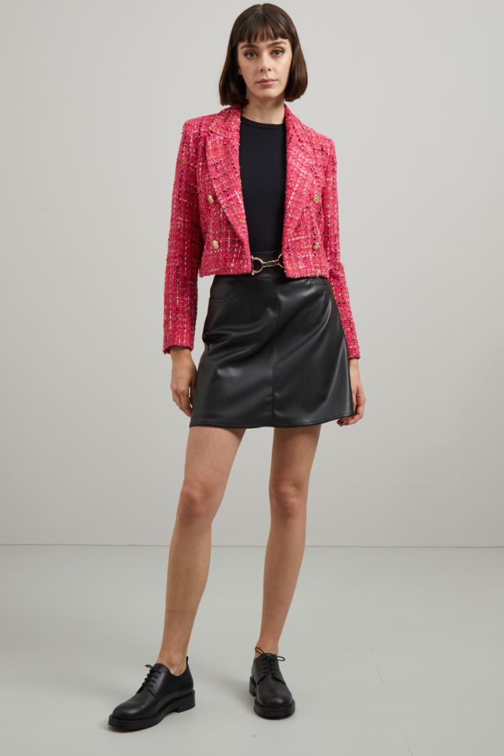 Gonna corta in similpelle  - NERO - Fashion Market