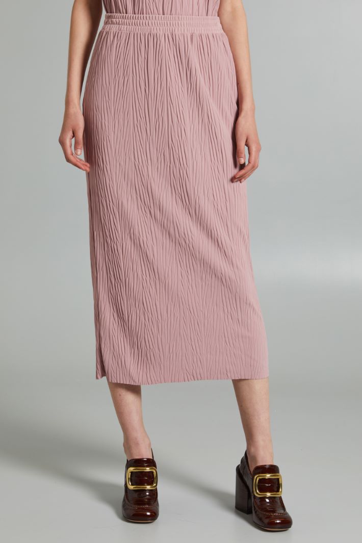Gonna a tubo in jersey plissè - ROSA ANTICO - Fashion Market - 2