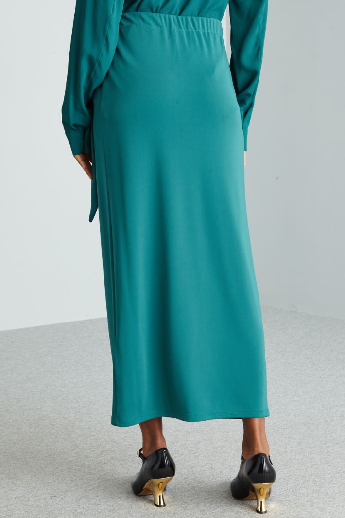 Gonna in jersey con nodo - VERDE PETROLIO - Fashion Market - 4