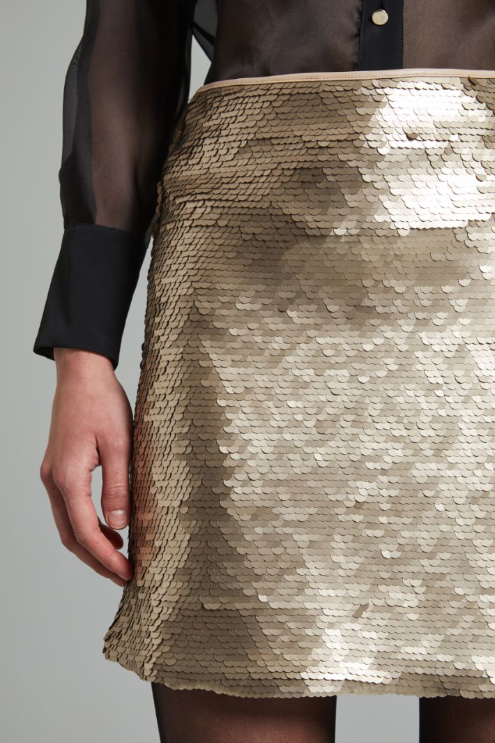Gonna corta con paillettes - ARGENTO - Fashion Market - 3