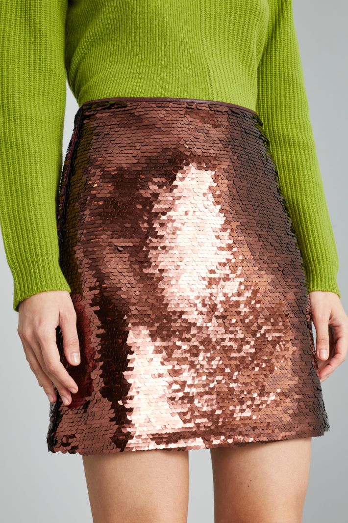 Gonna corta con paillettes - BORGOGNA - Fashion Market - 3