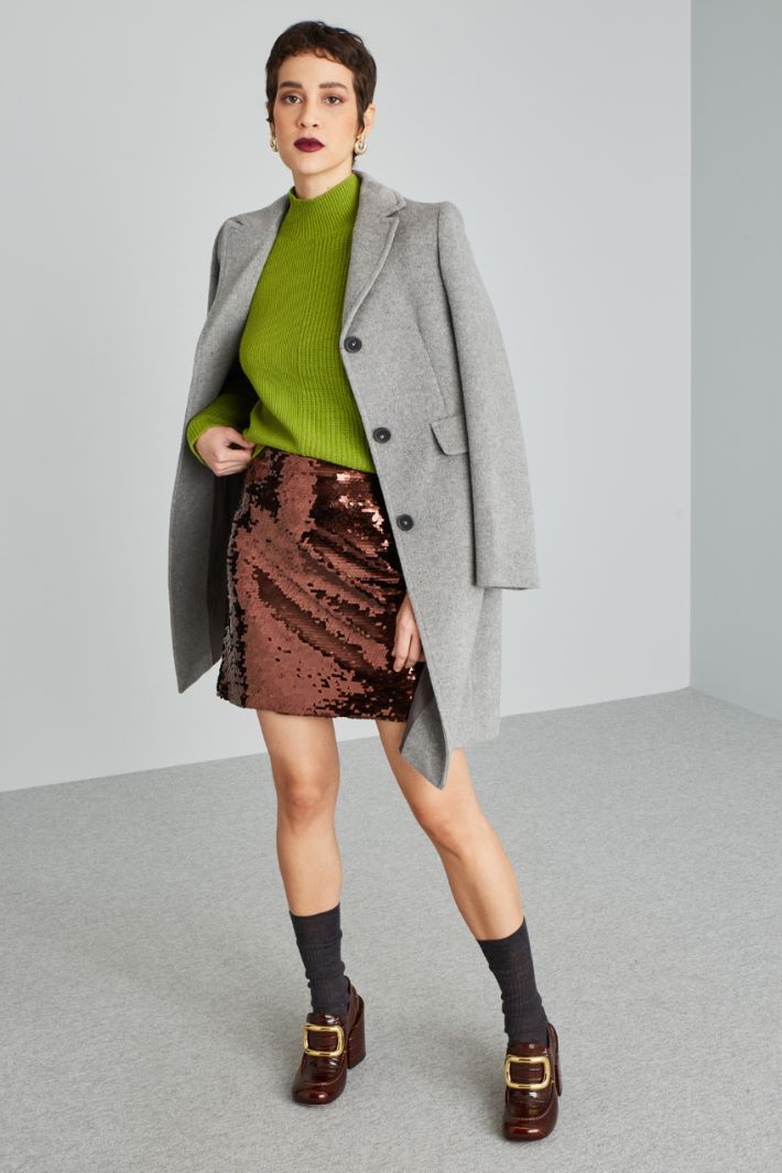 Gonna corta con paillettes - BORGOGNA - Fashion Market