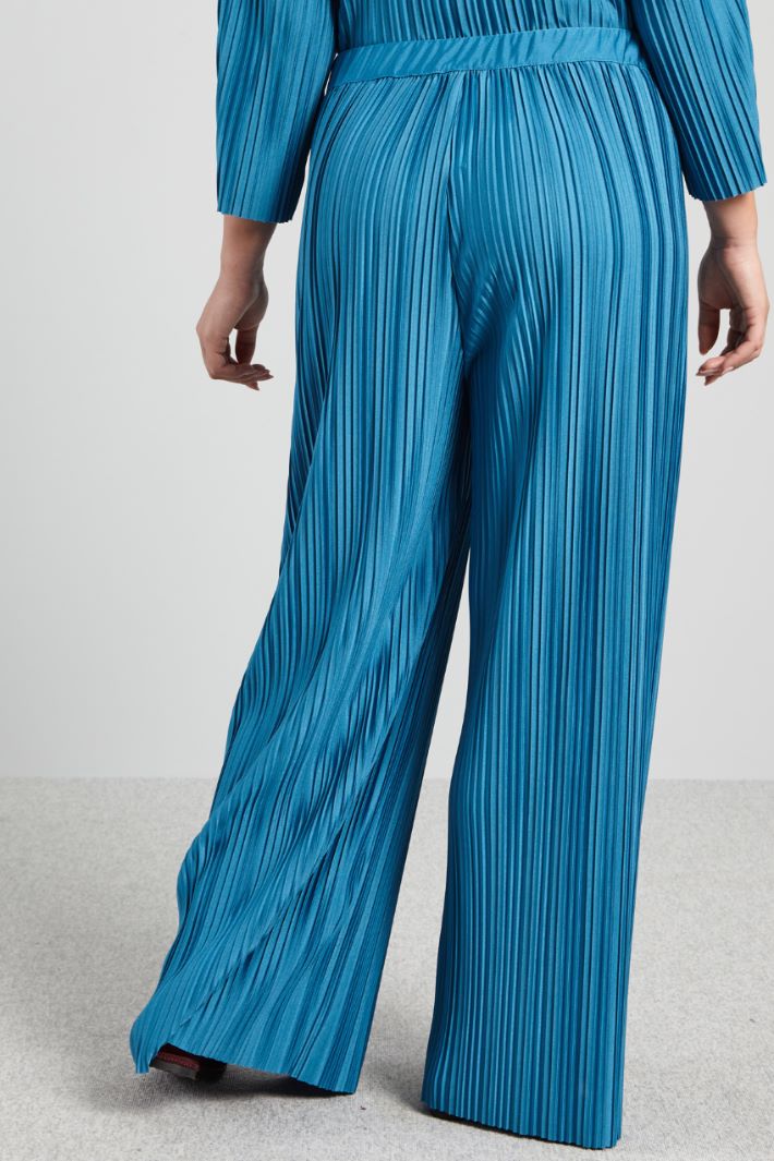 Pantaloni in jersey plissé - PETROLIO - Fashion Market - 4