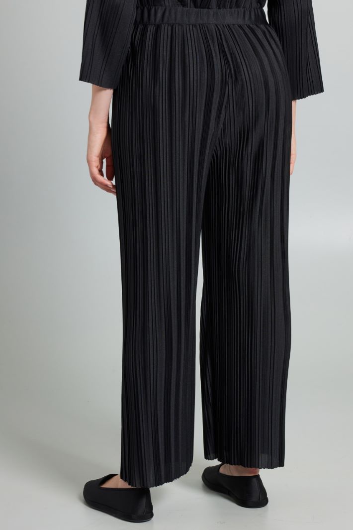 Pantaloni in jersey plissé - NERO - Fashion Market - 4