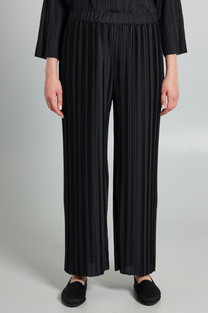 Pantaloni in jersey plissé - NERO - Fashion Market - 2