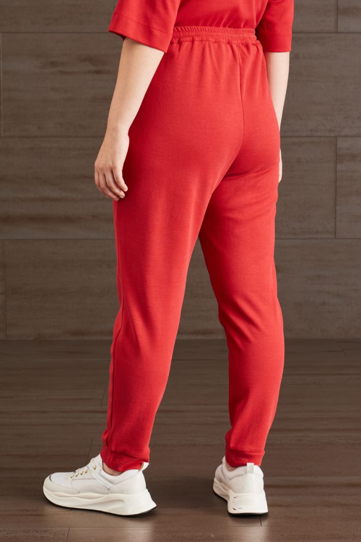 Pantaloni in jersey di cotone - ROSSO GAROFANO - Fashion Market - 4