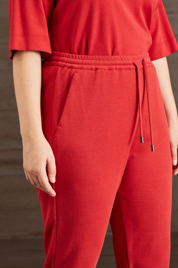 Pantaloni in jersey di cotone - ROSSO GAROFANO - Fashion Market - 3