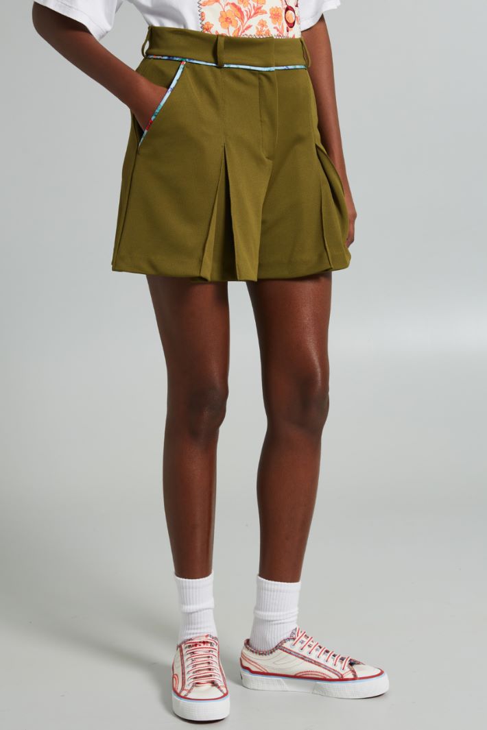 Shorts in jersey piquet - VERDE KAKI AZZURRO - Fashion Market - 2