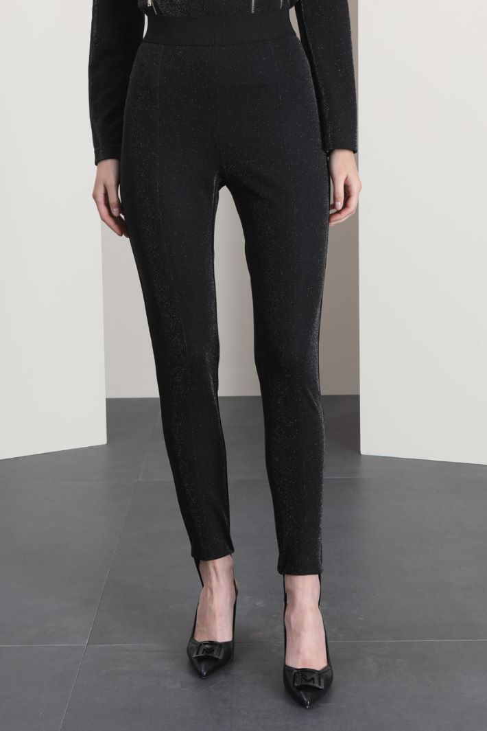 Leggings lamè con staffe - NERO - Fashion Market - 4