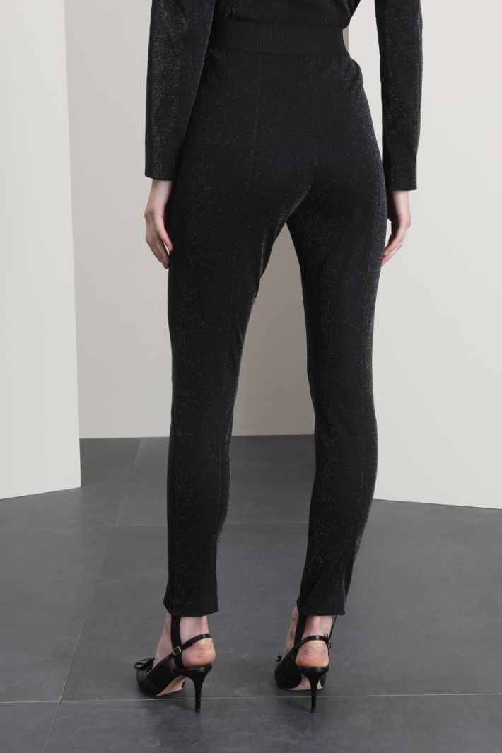 Leggings lamè con staffe - NERO - Fashion Market - 2