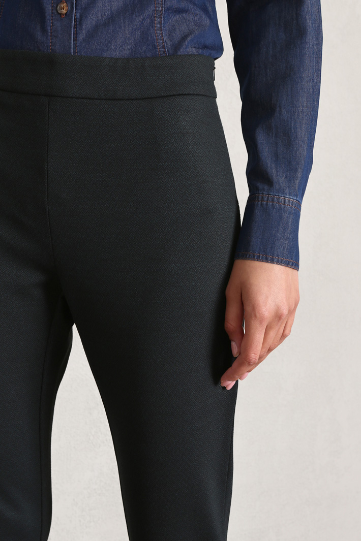 Pantaloni skinny in jacquard - VERDE SCURO - Fashion Market - 3