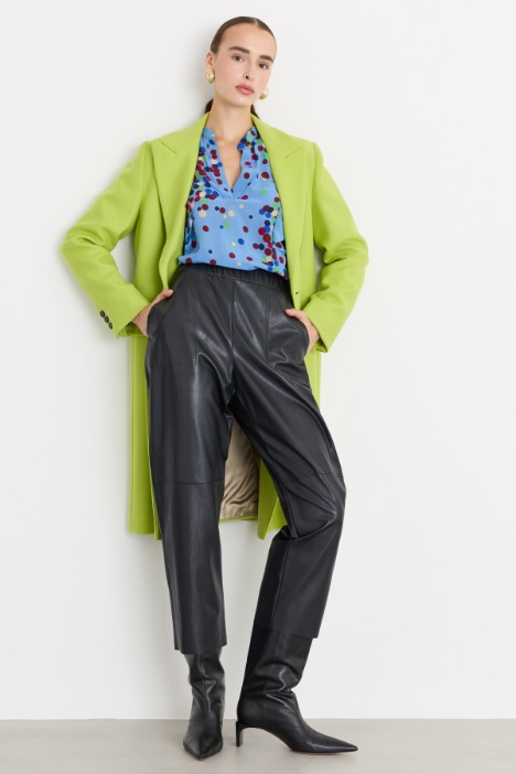 Pantalone cropped in jersey spalmato - Fashion Market