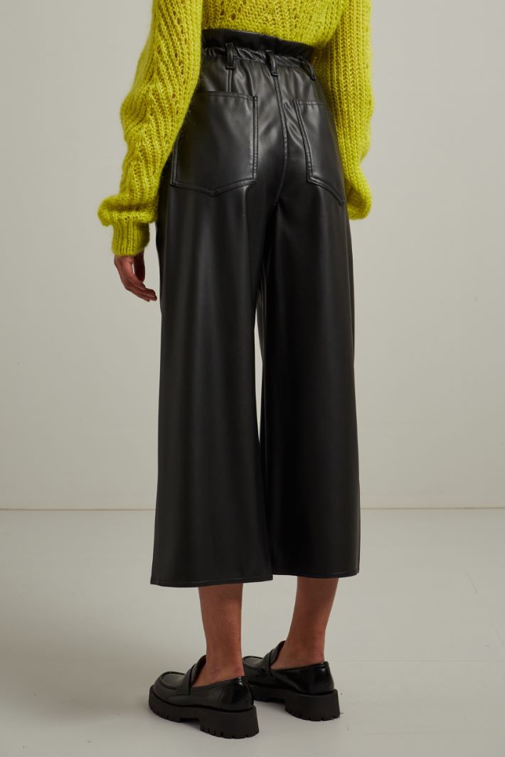 Pantaloni in jersey spalmato - NERO - Fashion Market - 4