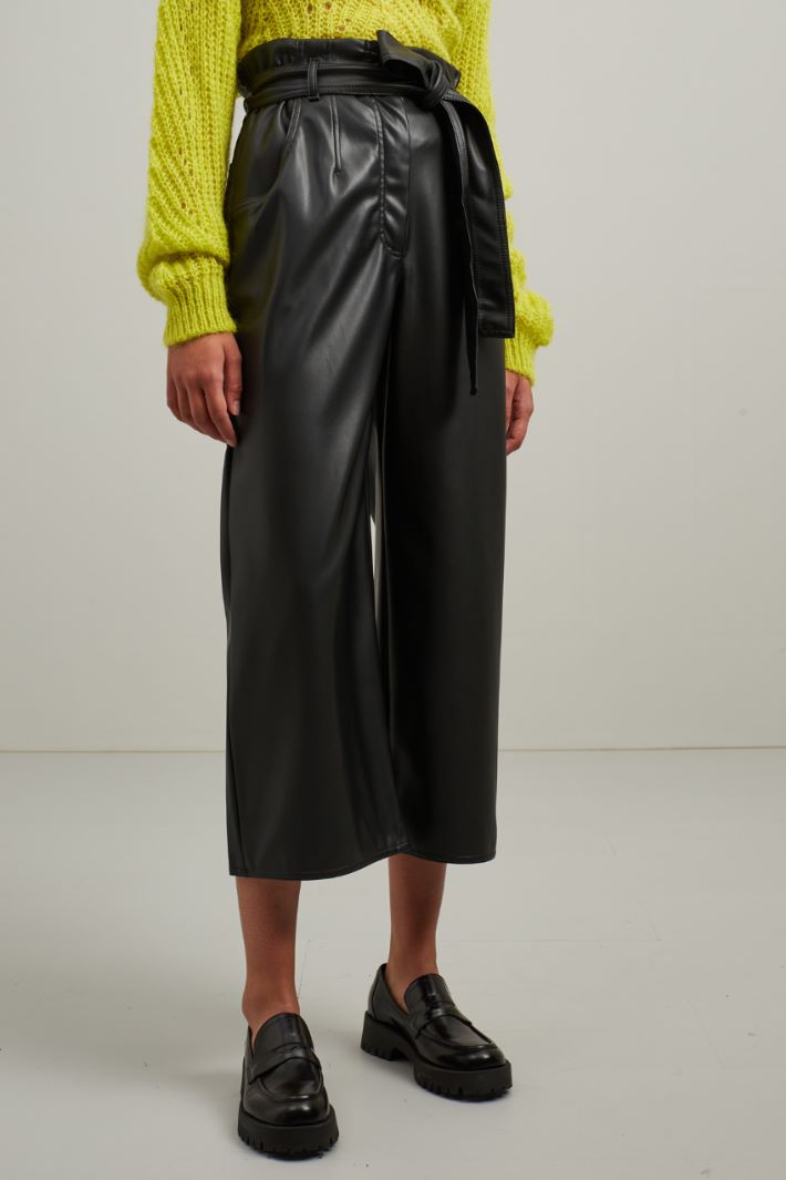 Pantaloni in jersey spalmato - NERO - Fashion Market - 2