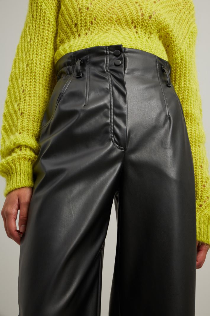 Pantaloni in jersey spalmato - NERO - Fashion Market - 3