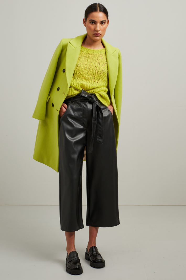 Pantaloni in jersey spalmato - NERO - Fashion Market