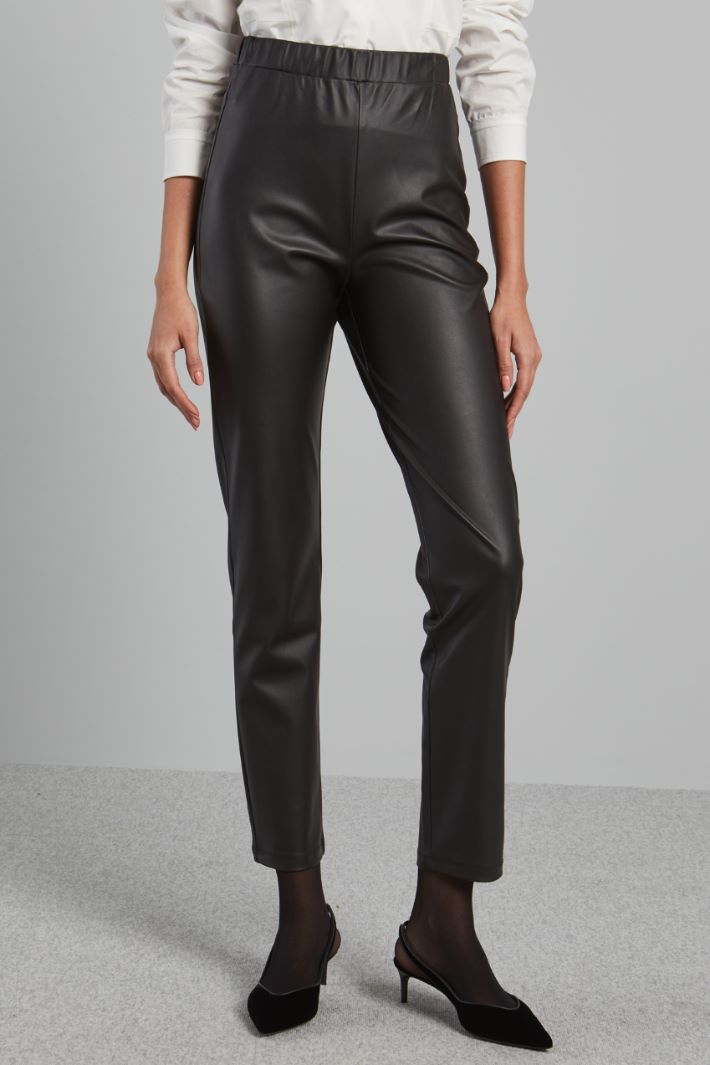 Pantaloni slim in similpelle - NERO - Fashion Market - 2