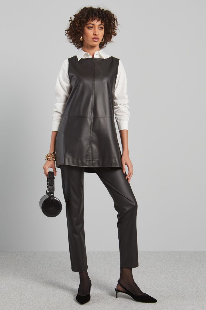 Pantaloni slim in similpelle - NERO - Fashion Market