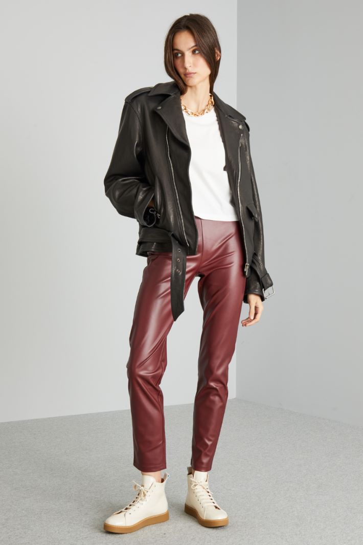 Pantaloni slim in similpelle - BORDEAUX - Fashion Market