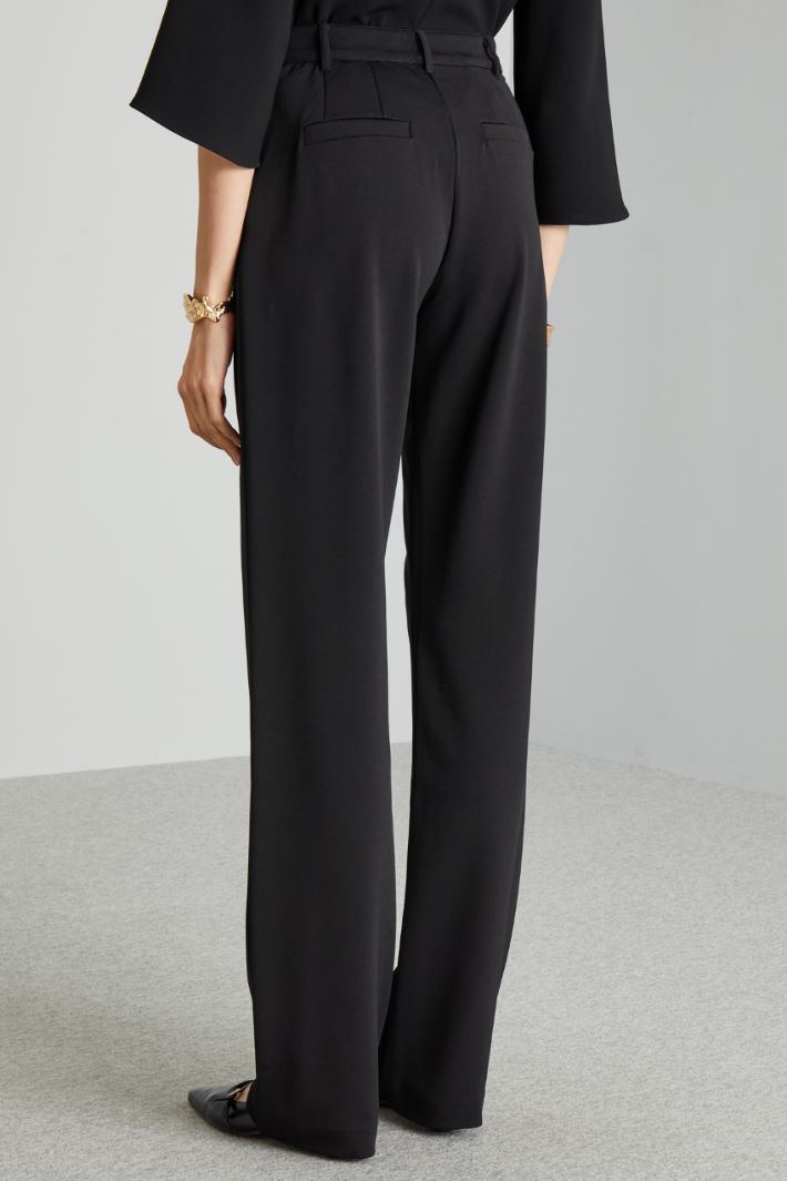 Pantaloni dritti in jersey - NERO - Fashion Market - 4