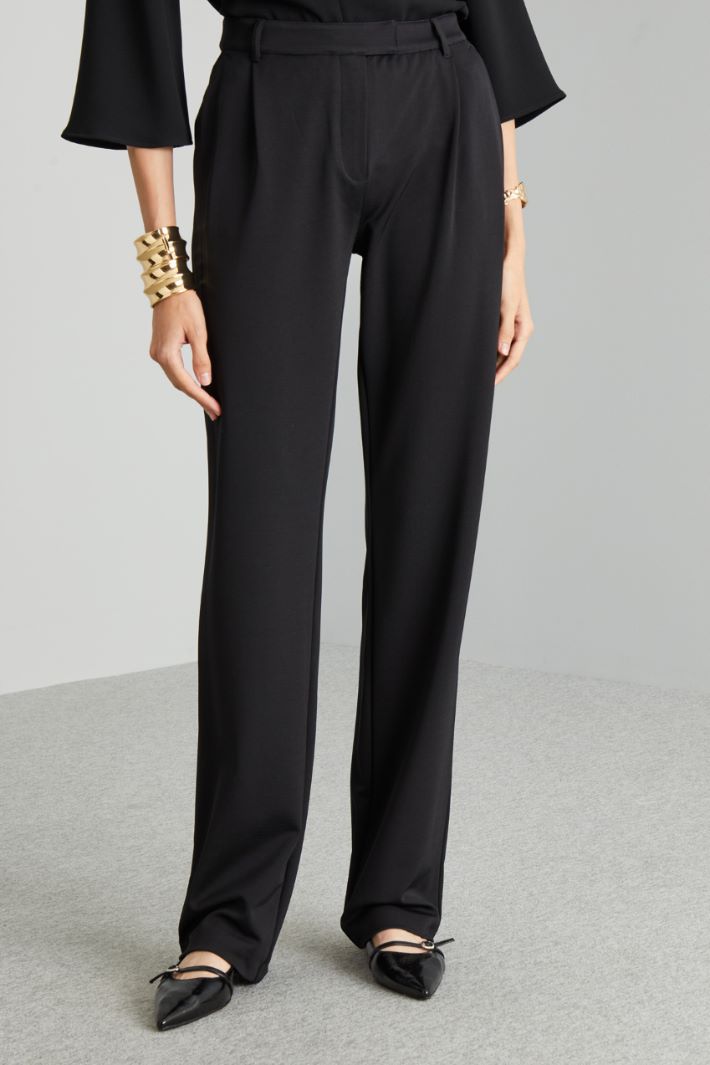 Pantaloni dritti in jersey - NERO - Fashion Market - 2