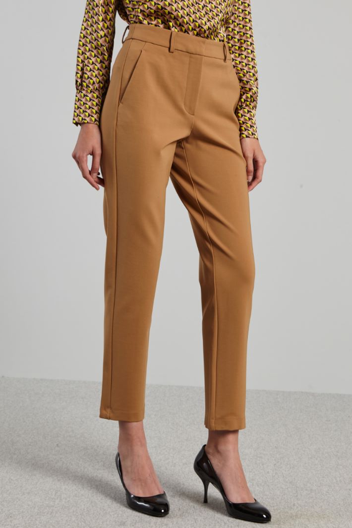 Pantaloni a sigaretta in jersey - CAMMELLO - Fashion Market - 2