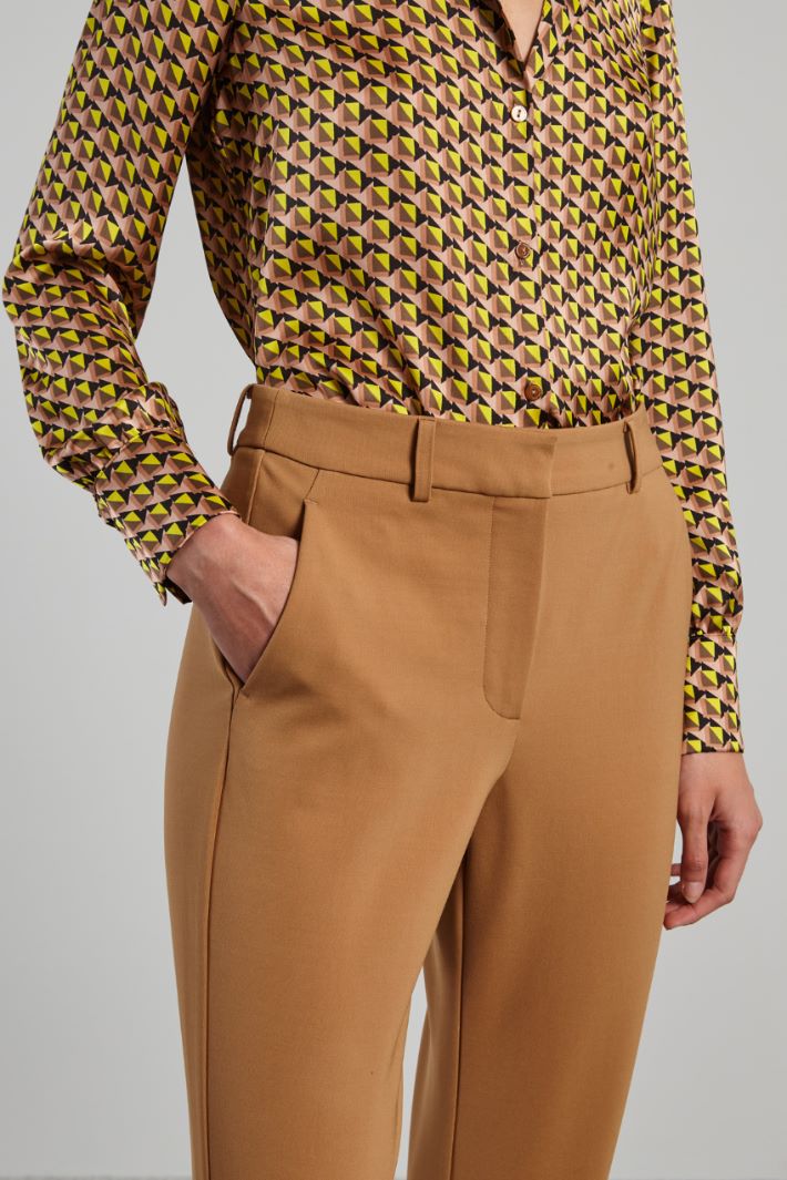 Pantaloni a sigaretta in jersey - CAMMELLO - Fashion Market - 3
