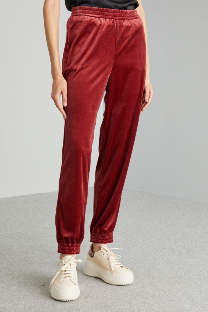 Pantaloni jogger in ciniglia - BORDEAUX - Fashion Market - 2