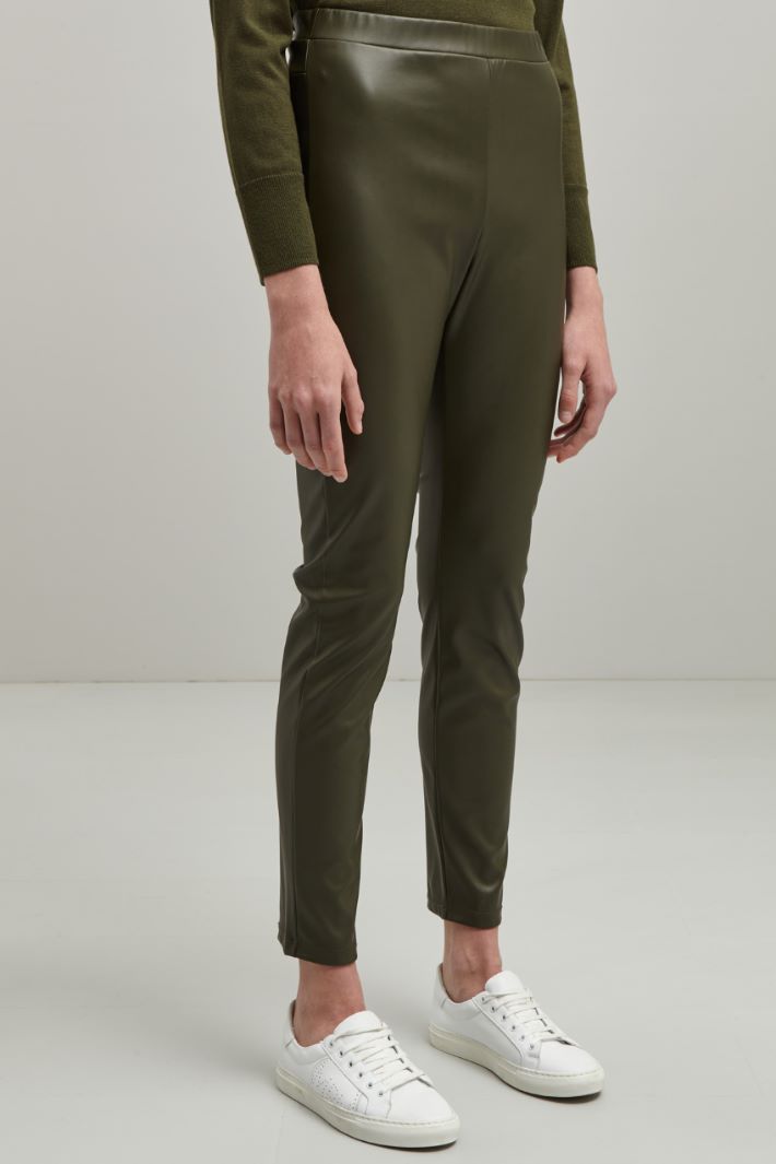 Pantaloni in similpelle - VERDE OLIVA - Fashion Market - 2
