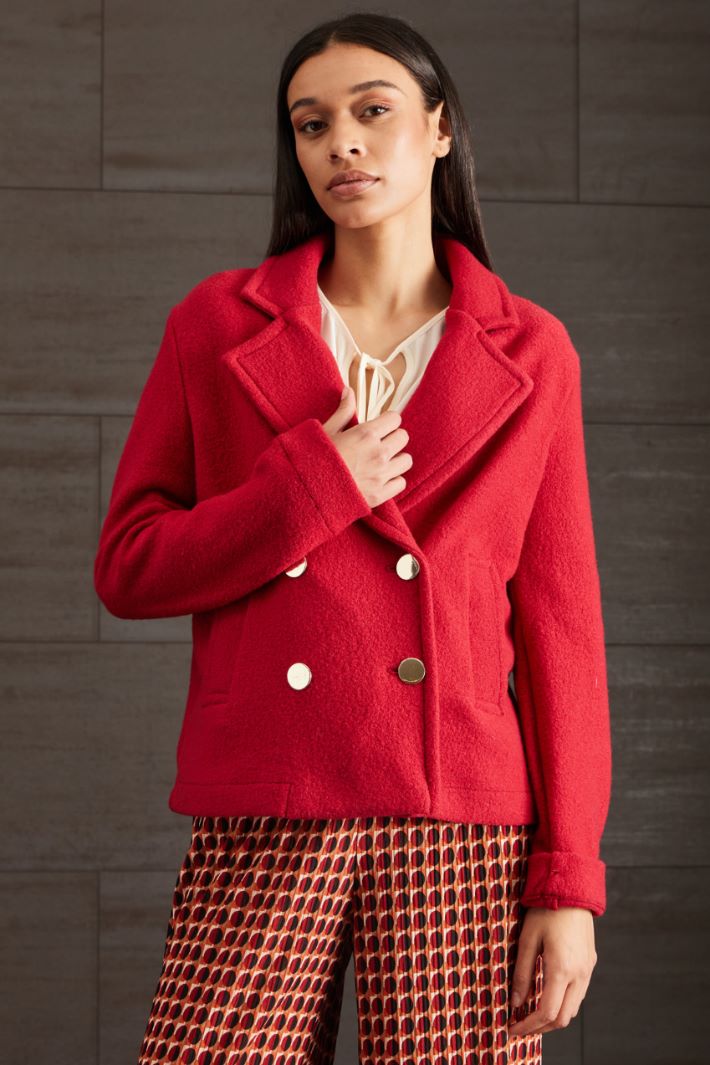 Caban in jersey di lana - ROSSO - Fashion Market - 2