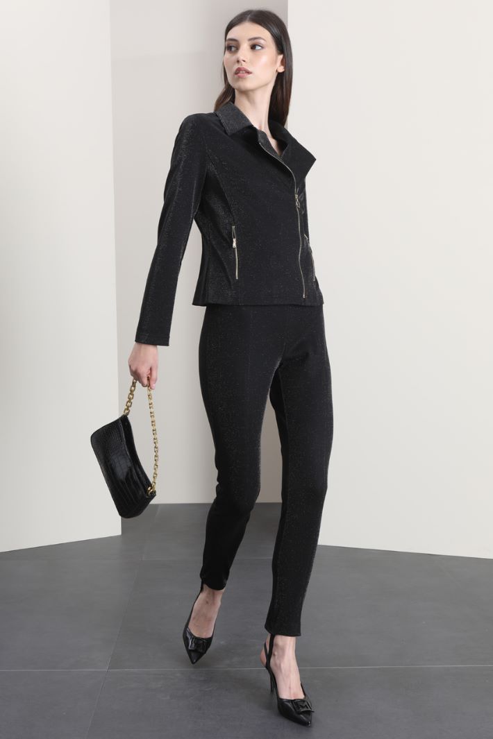 Giacca stile chiodo lamè - NERO - Fashion Market