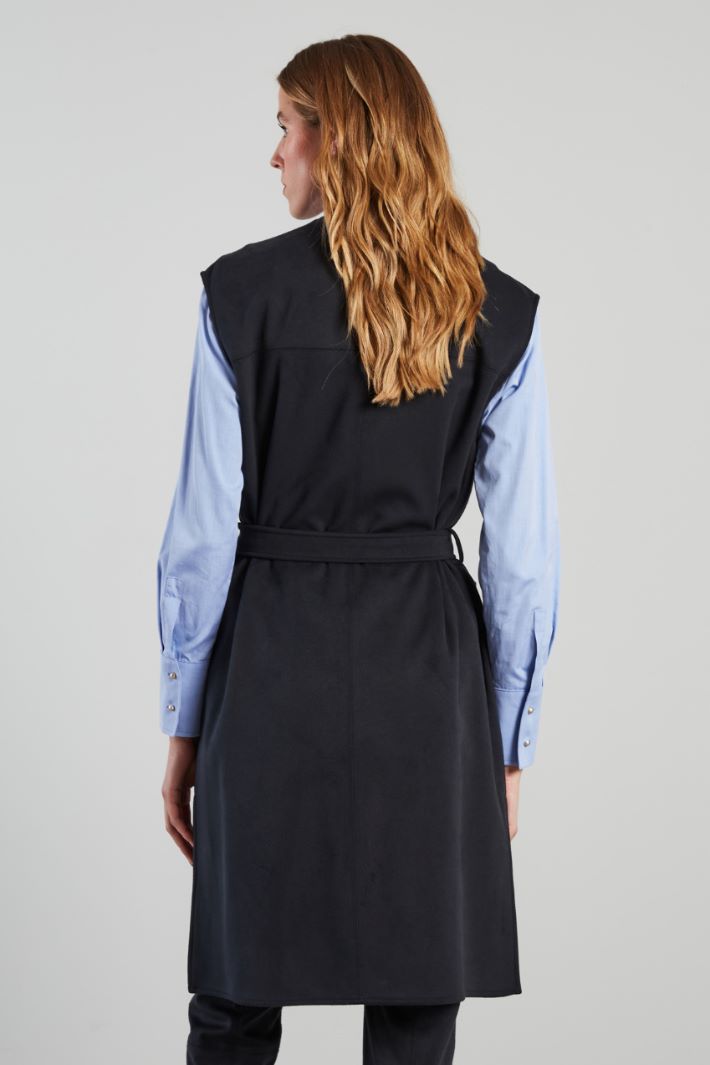 Gilet lungo in jersey dal finish vellutato - BLU NOTTE - Fashion Market - 4