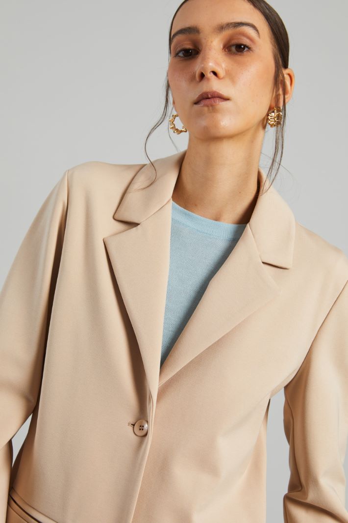 Blazer in jersey crépe - BEIGE CHIARO - Fashion Market - 3