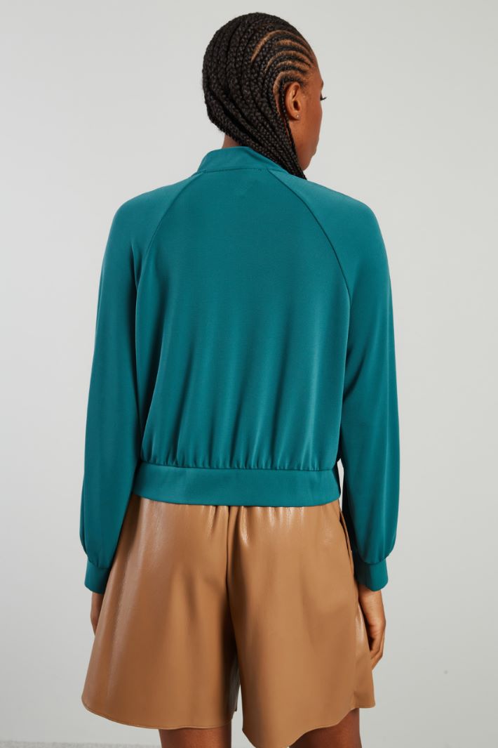 Giacca bomber in jersey - VERDE PETROLIO - Fashion Market - 4