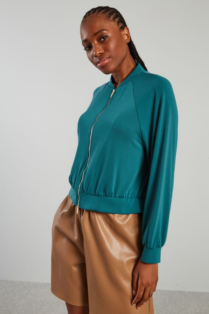 Giacca bomber in jersey - VERDE PETROLIO - Fashion Market - 2