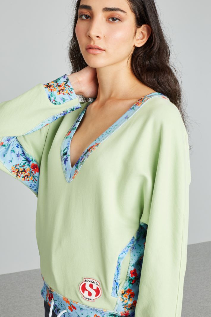 Felpa con coulisse al fondo - VERDE PASTELLO - Fashion Market - 3