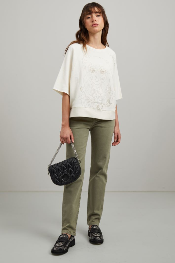 Felpa con ricamo - PANNA - Fashion Market - 4