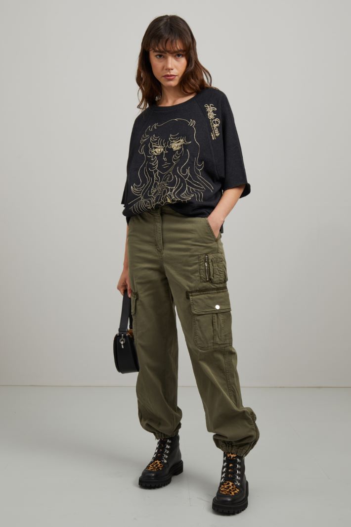 Felpa con ricamo - NERO ORO - Fashion Market