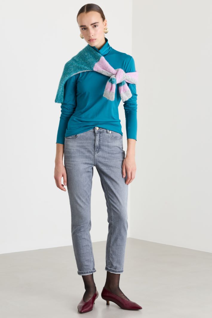 Dolcevita in jersey  - AZZURRO - Fashion Market
