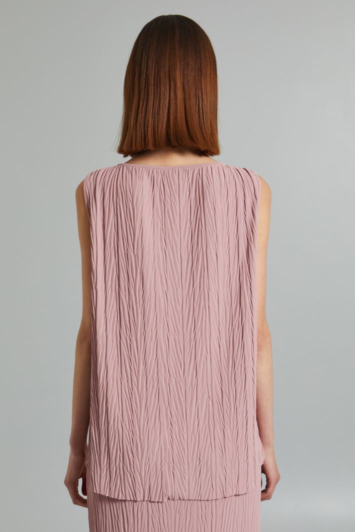 Top asimmetrico in jersey plissè - ROSA ANTICO - Fashion Market - 4