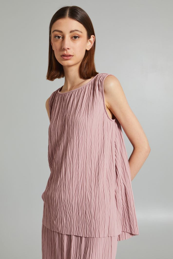 Top asimmetrico in jersey plissè - ROSA ANTICO - Fashion Market - 2