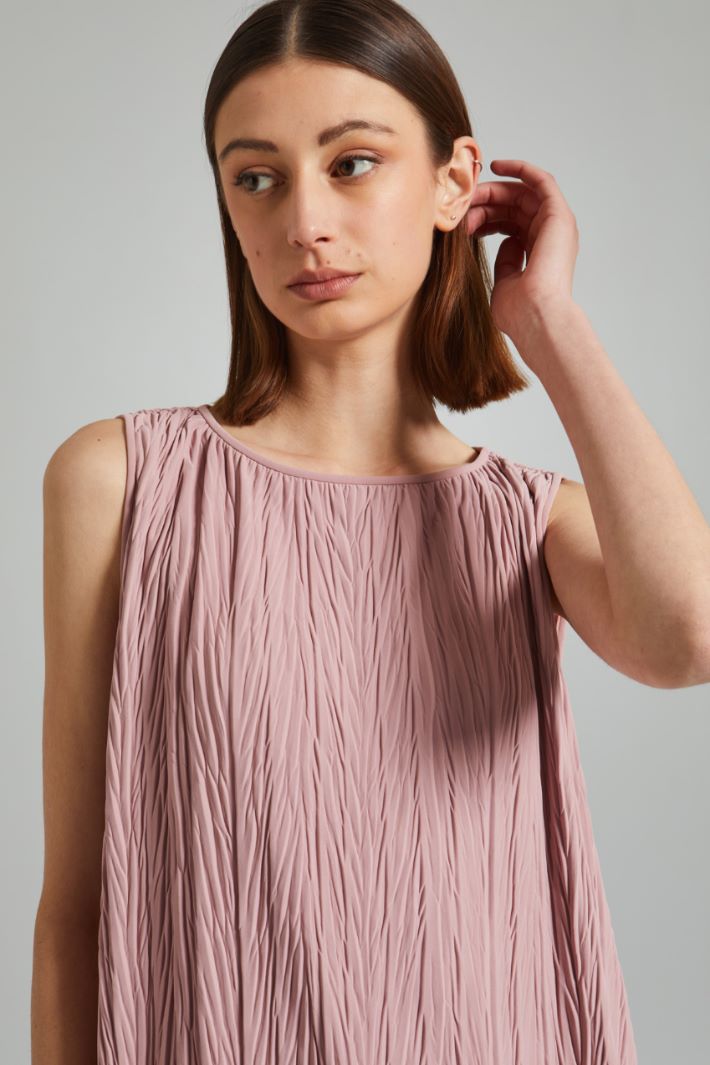 Top asimmetrico in jersey plissè - ROSA ANTICO - Fashion Market - 3